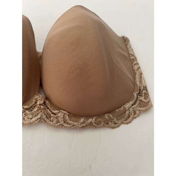Natori Women's Strapless Plunge Multi-Way Bra Lace Trim Cafe Nude Size 34DD - Picture 3 of 8